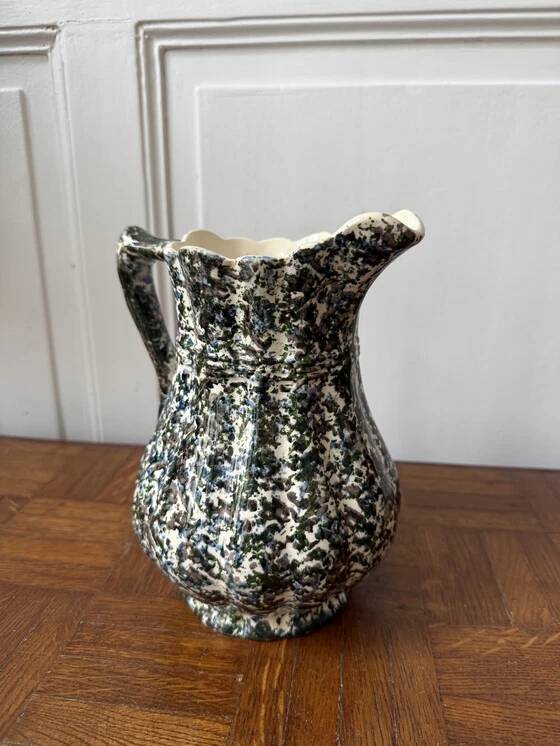 Green and blue speckled water carafe/pitcher