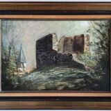 Tableau ancien paysage signé M Cornu des années 1980