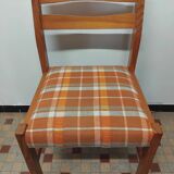 Pair of Vintage Wooden / Orange Fabric Chairs