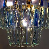 Zero Quattro chandelier, murano blue cut glass, Italy, 1970