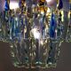 Zero Quattro chandelier, murano blue cut glass, Italy, 1970