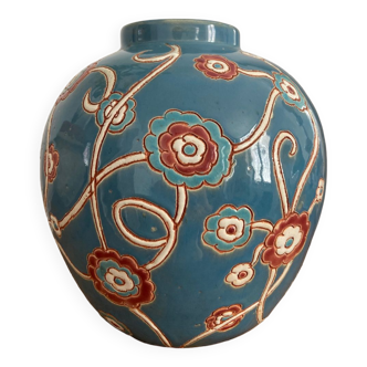 Vase boule faïence années 30