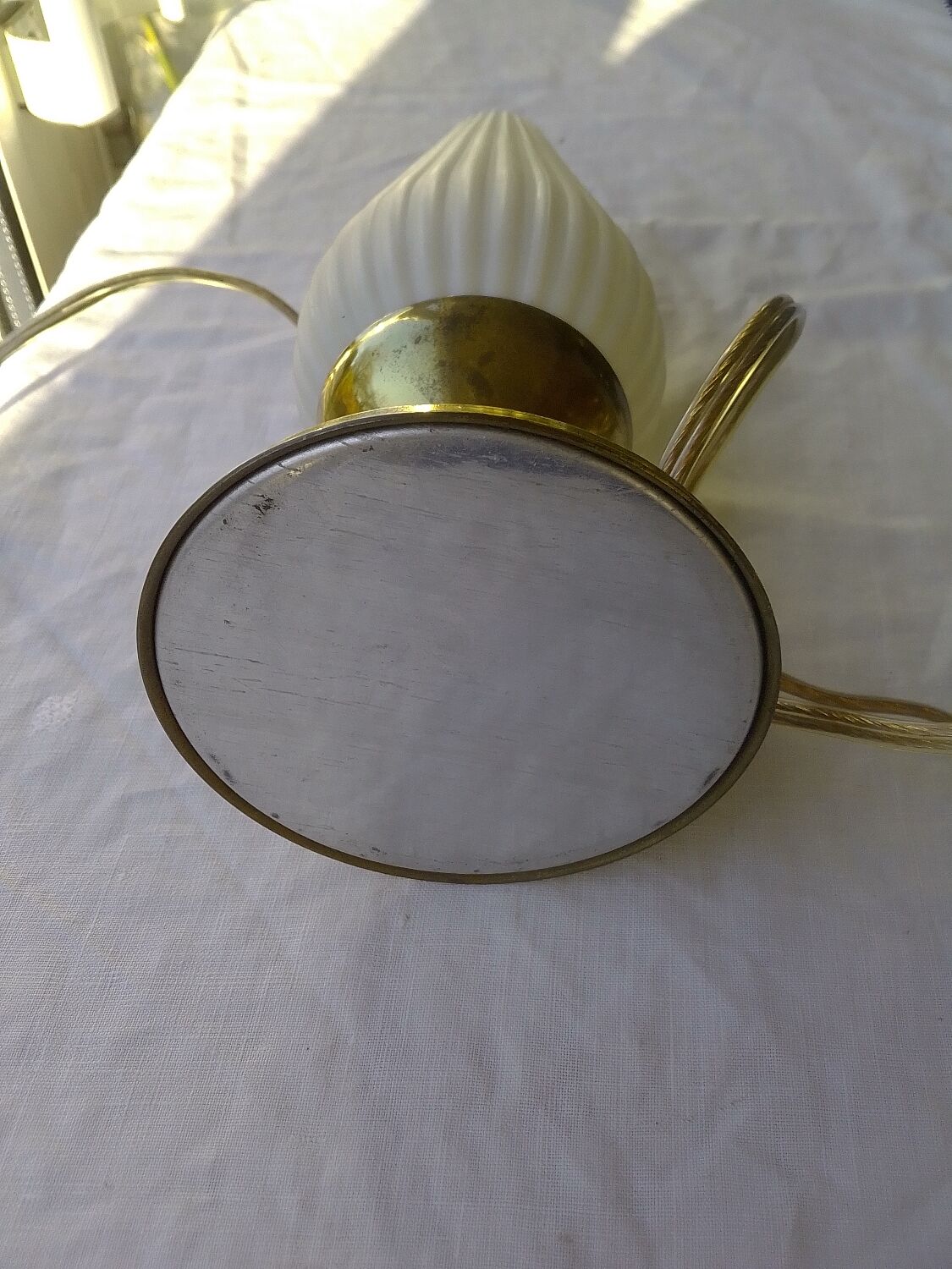 Desk lamp brass plastic lampshade