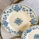 5 flat plates Terre de Fer Sarreguemines model "Estrèes" XIXth