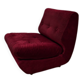 Roche Bobois armchair from the 1970s, burgundy fabric original.