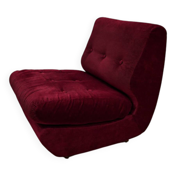 Chauffeuse Roche Bobois années 70, tissu bordeaux origine