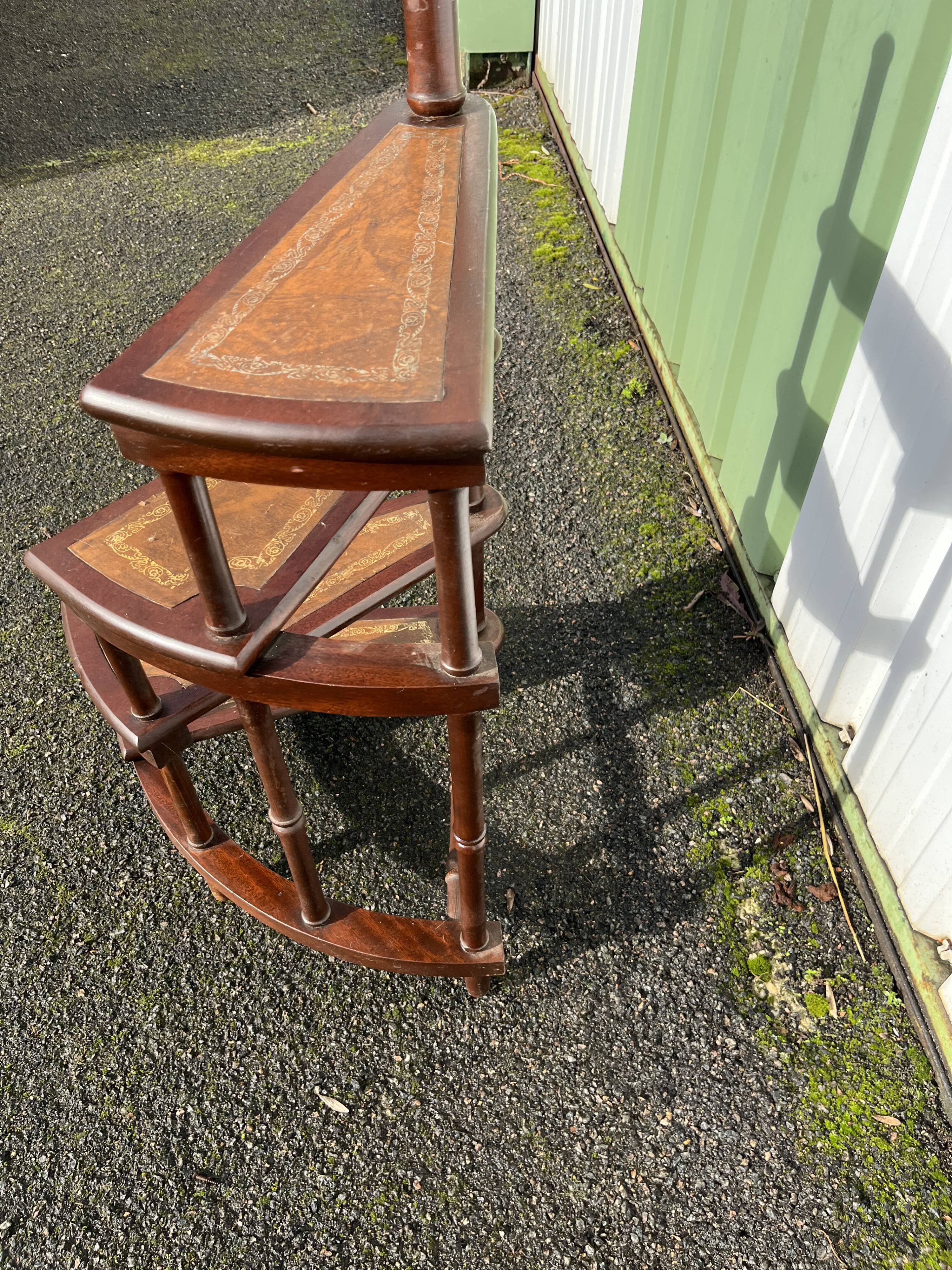 Victorian Leather Library Staircase, England