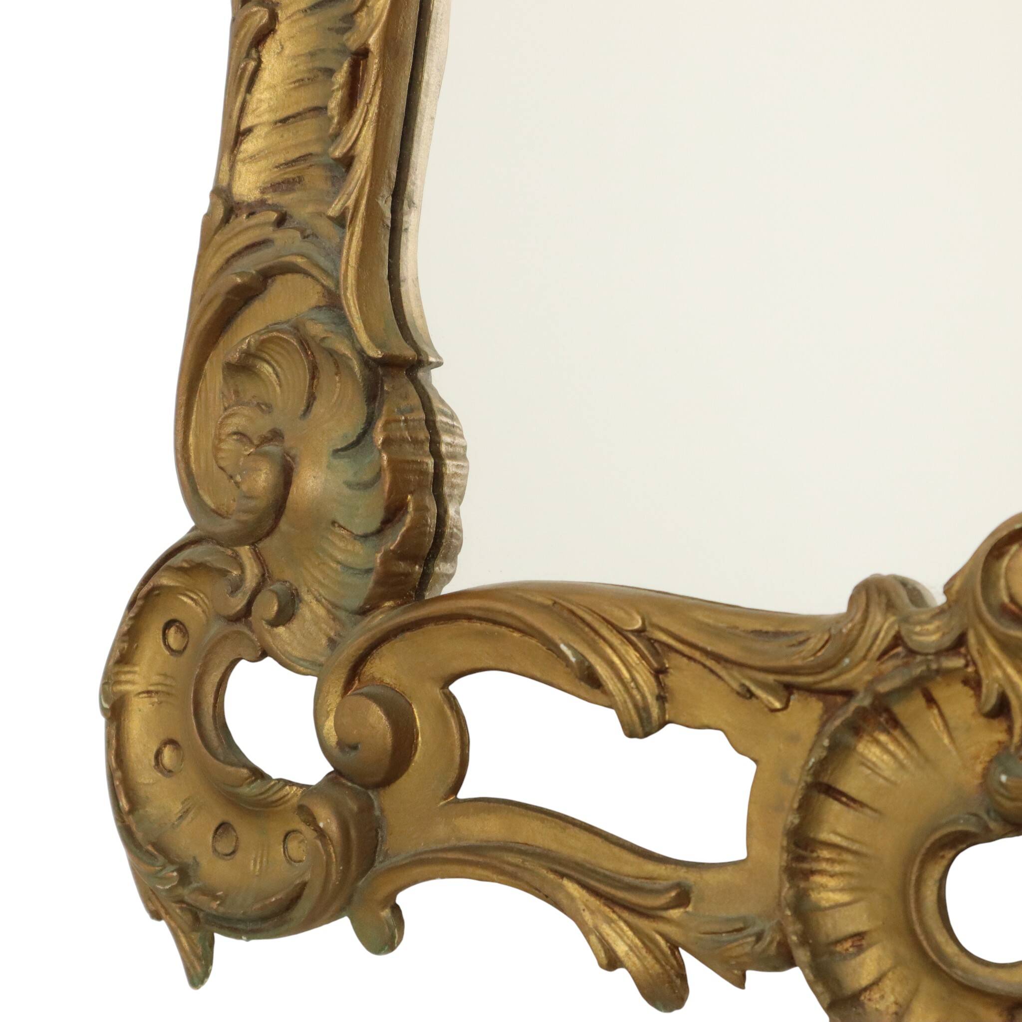 Italian Crested Mirror Rococo Style Gold-Colored Resin 84cm