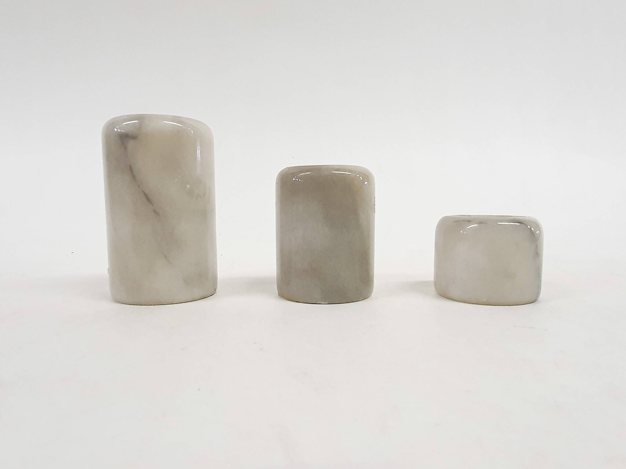 Set of three marble candle sticks, Italy 1970's