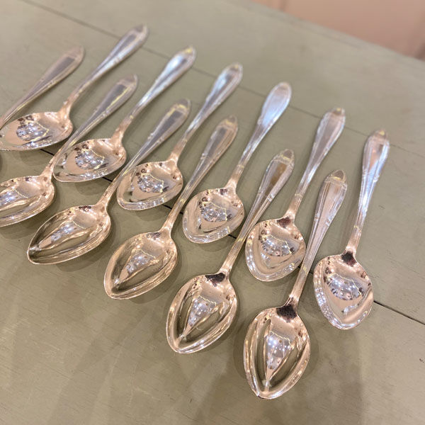 Series of 12 Art Deco table spoons in silver metal