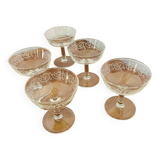 5 Luminarc arabesque champagne glasses from the 70s