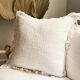 White linen bohemian cushion fringed