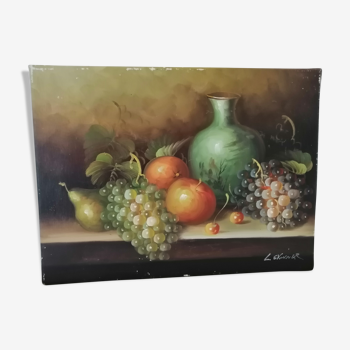 Nature morte aux fruits et cruche vintage