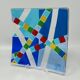 1970s id-century modern geometric Murano glass vide-poche by Albatros, signed GM
