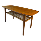 Teak and cane coffee table, 1970s.