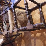 Set of 6 Spanish Baroque Renaissance chairs, straw seat