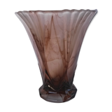 Two-coloured smoked pressed glass vase