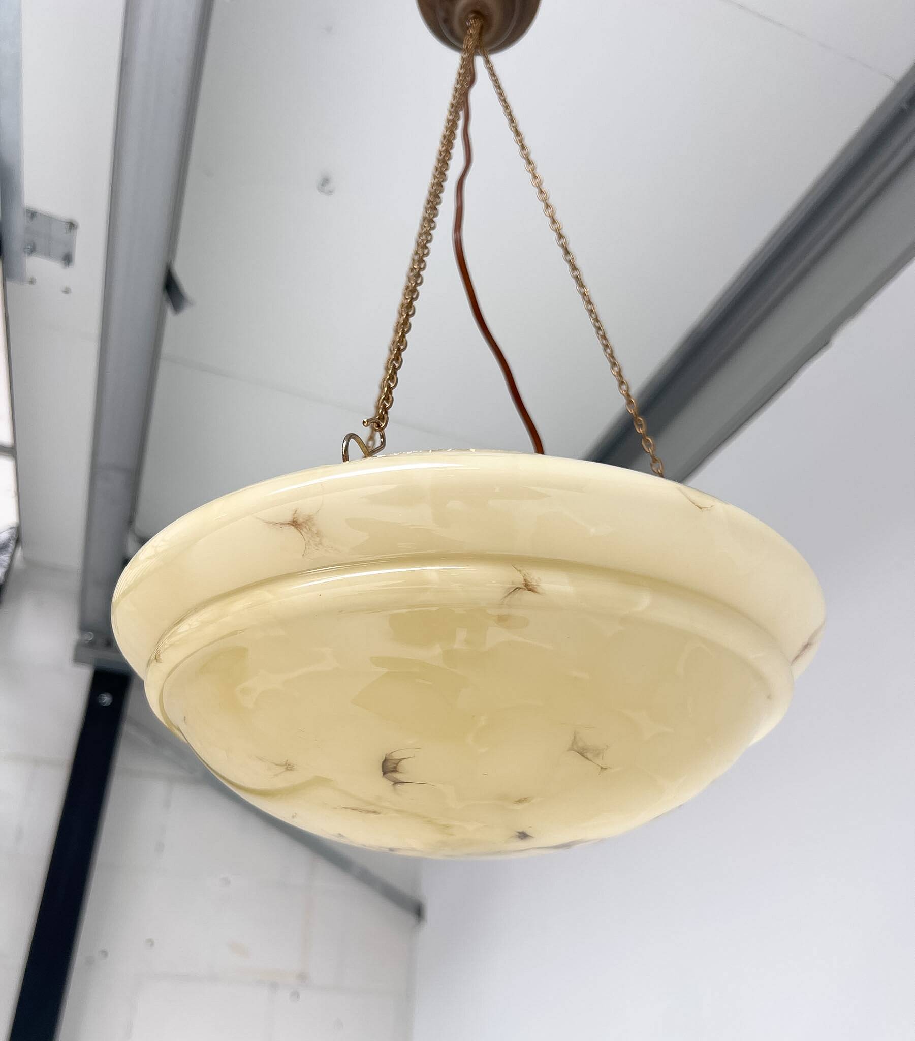 Art Deco bowl lamp with marble pattern from the 1930s