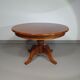 Table à manger en bois de pin des années 70 / table à pieds en colonne en bois au design à 4 pieds avec plateau rond