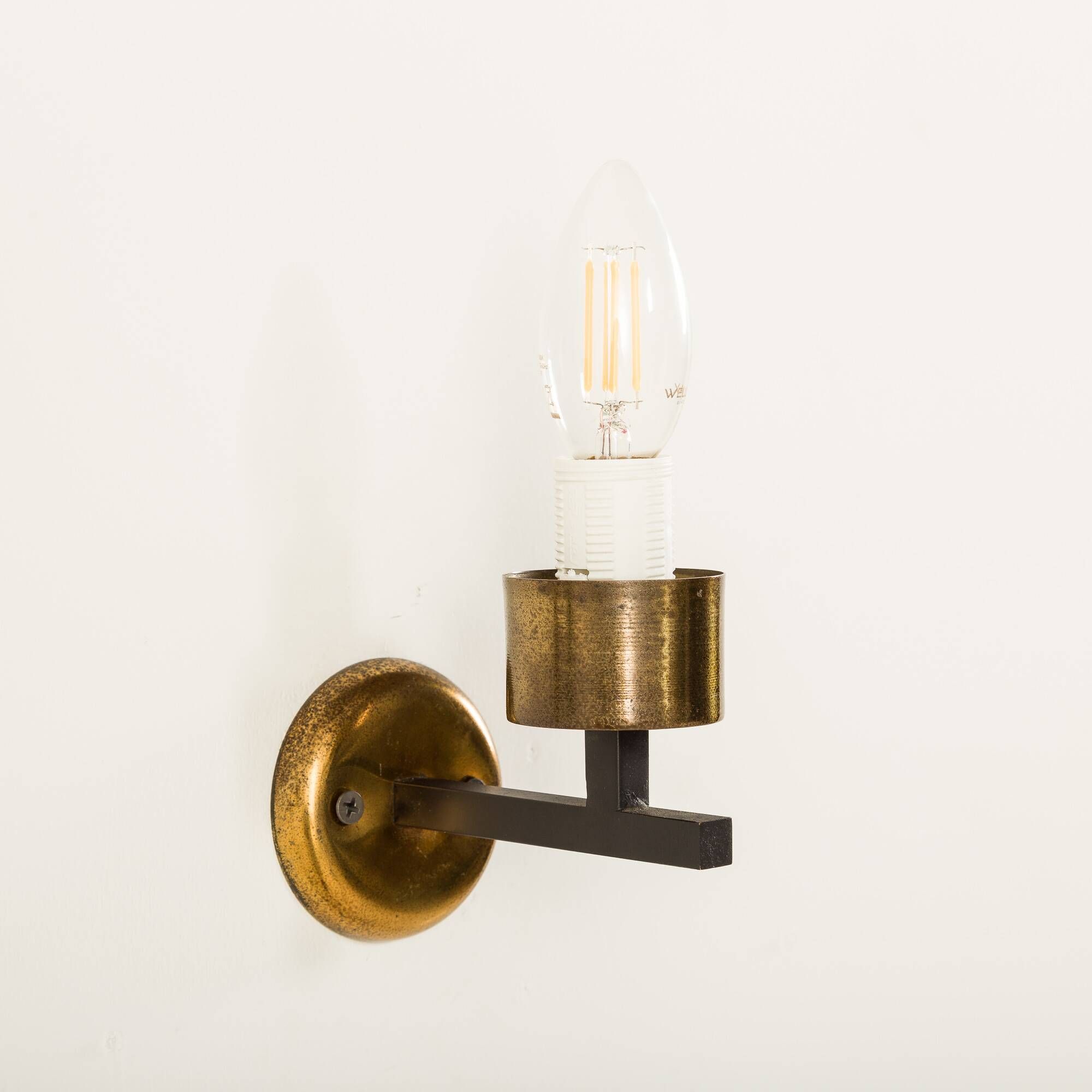 Pair of Italian wall scones in opaline glass and brass, 1960s
