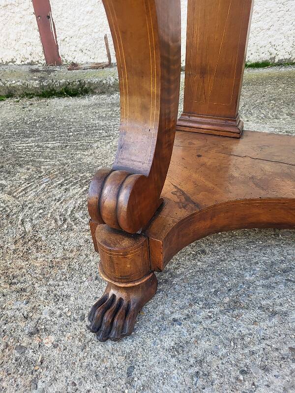 Empire restauration console with marble top in walnut from the 19th century