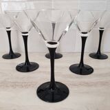 6 cocktail glasses / black stem martini glasses