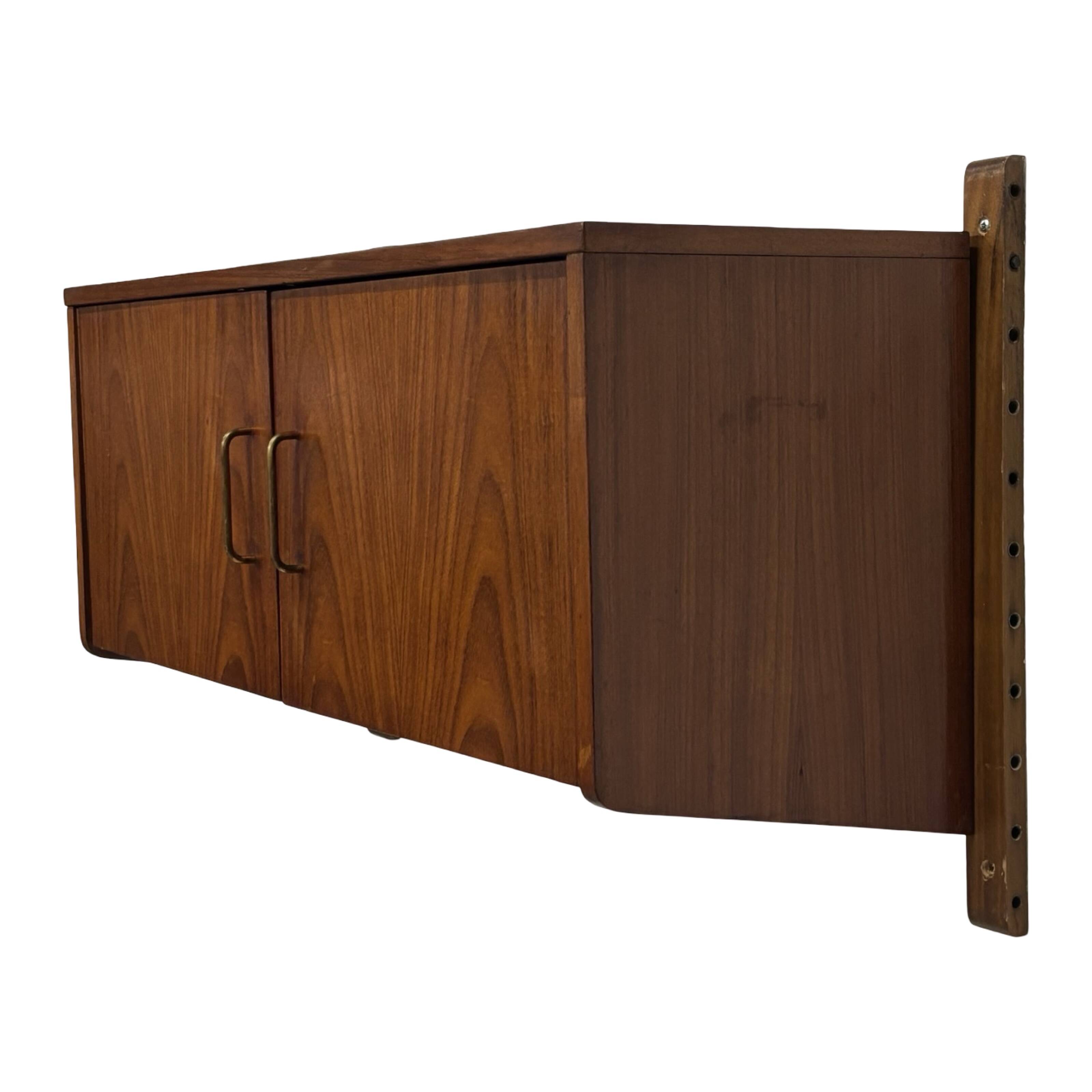 Vintage wall cabinet compact wall system 1960s teak veneer