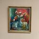 Original Scandinavian Oil On Panel – Unknown Artist – “Vase” – Vintage & Framed – 70 × 79 Cm