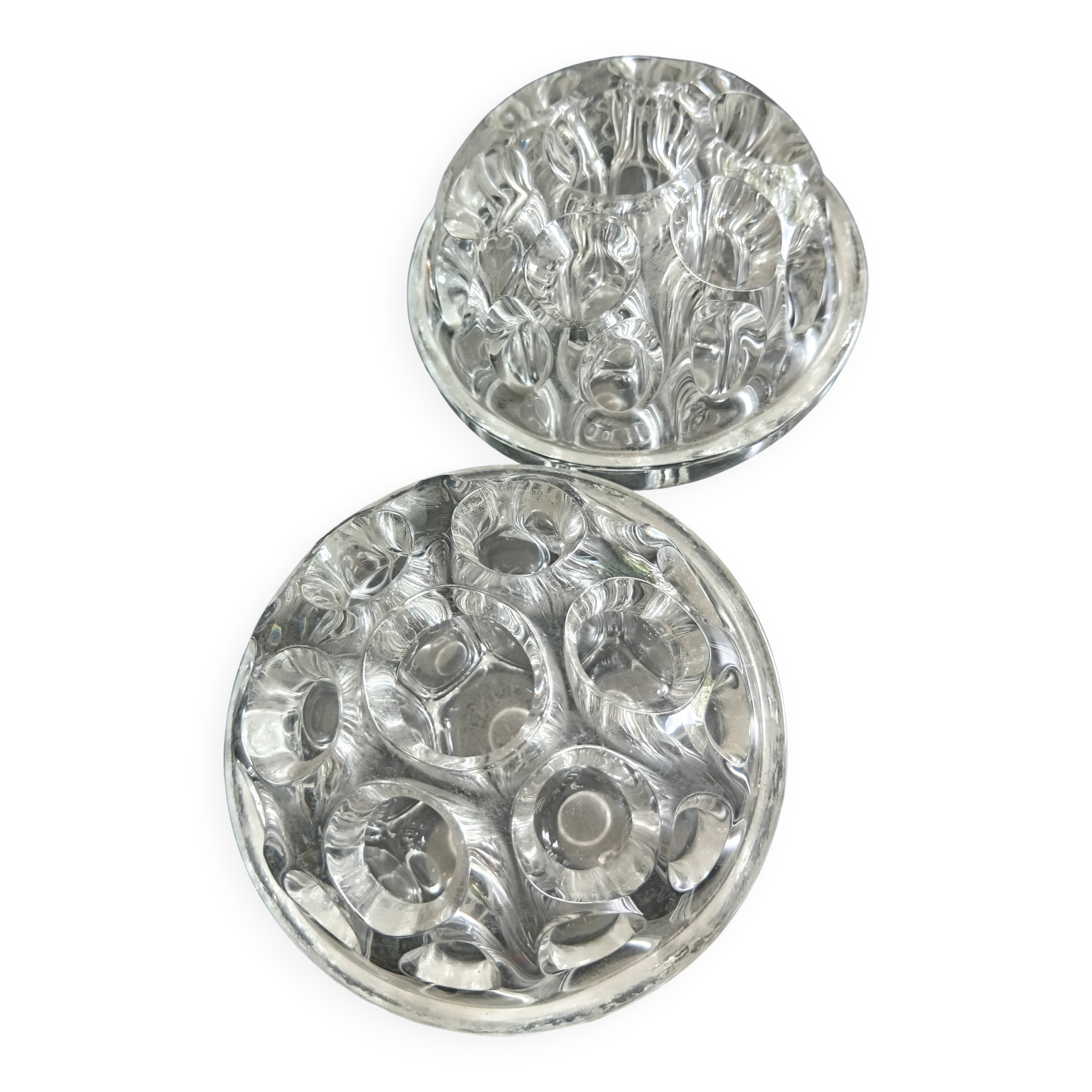Pair of glass flower vases MC Reims vintage