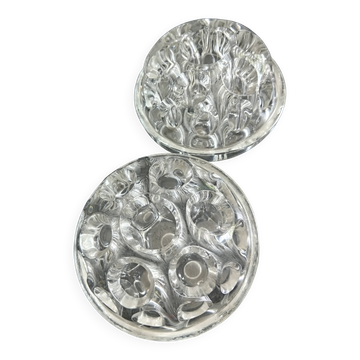 Pair of glass flower vases MC Reims vintage