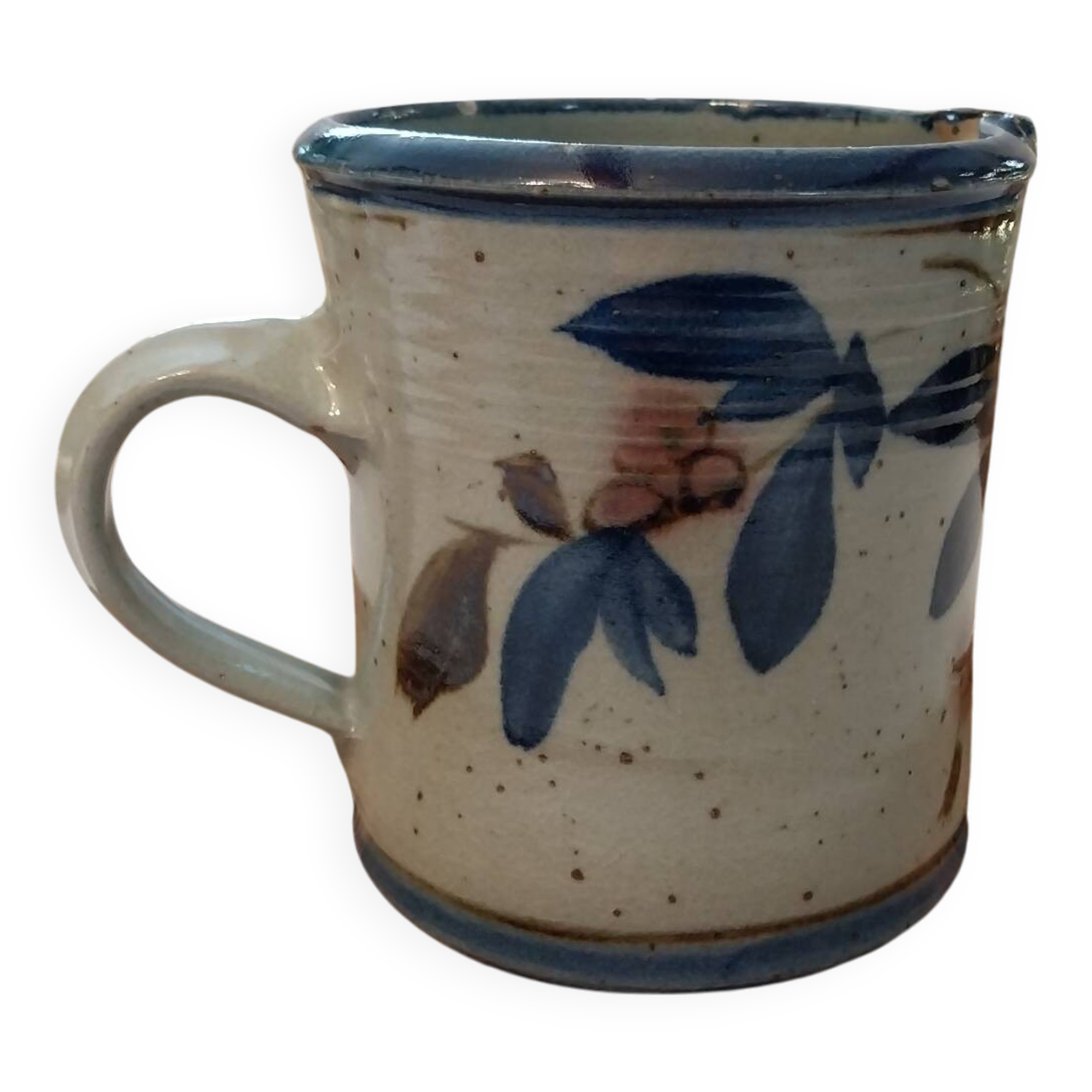 Speckled enamelled stoneware jug signed Christine Robert