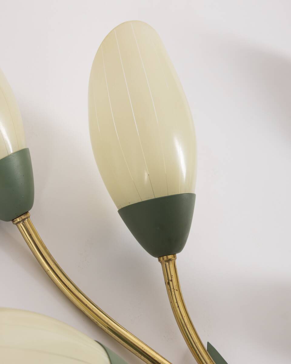 Set of 3 Vintage 1950s Wall Sconces in Floral Style, Italian Design