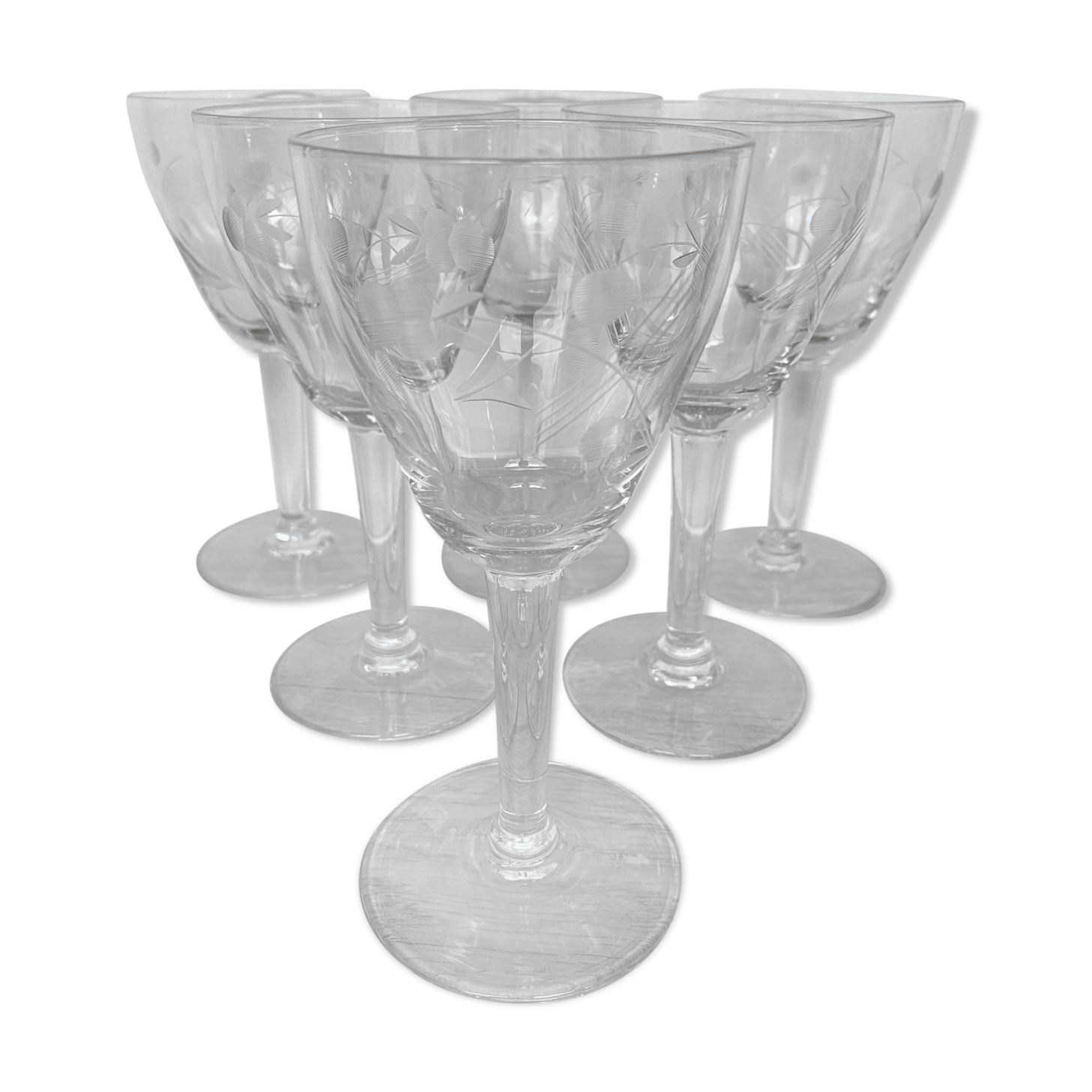 Set of 6 engraved wine glasses