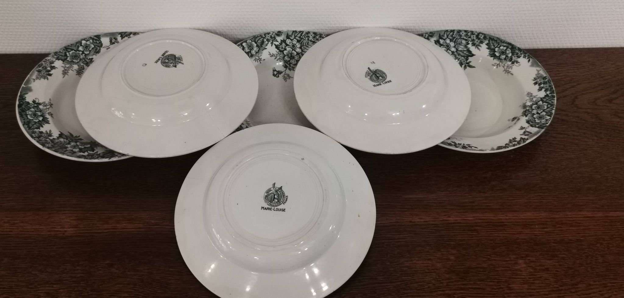 6 assiettes creuses faïence terre de fer Moulin des Loups et Hamages