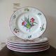 Kg luneville "réverbère" 6 flat plates earthenware hand-painted flowers ø25.5 cm