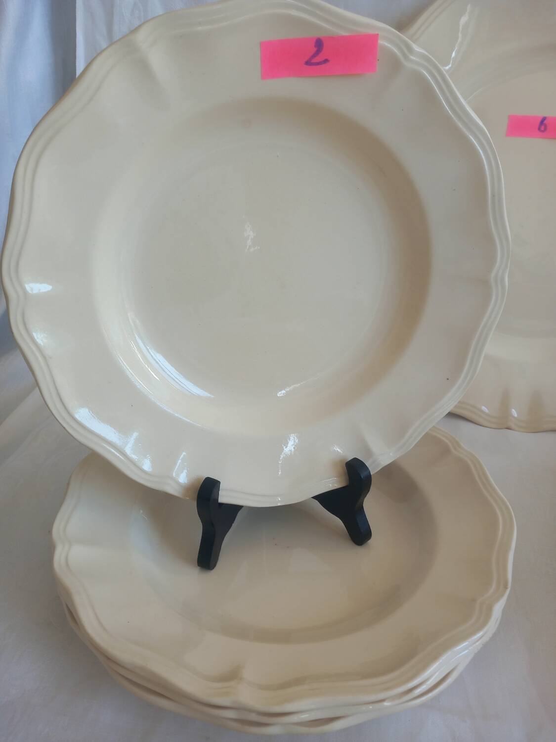 Old Sarreguemines Ivory Carved Service