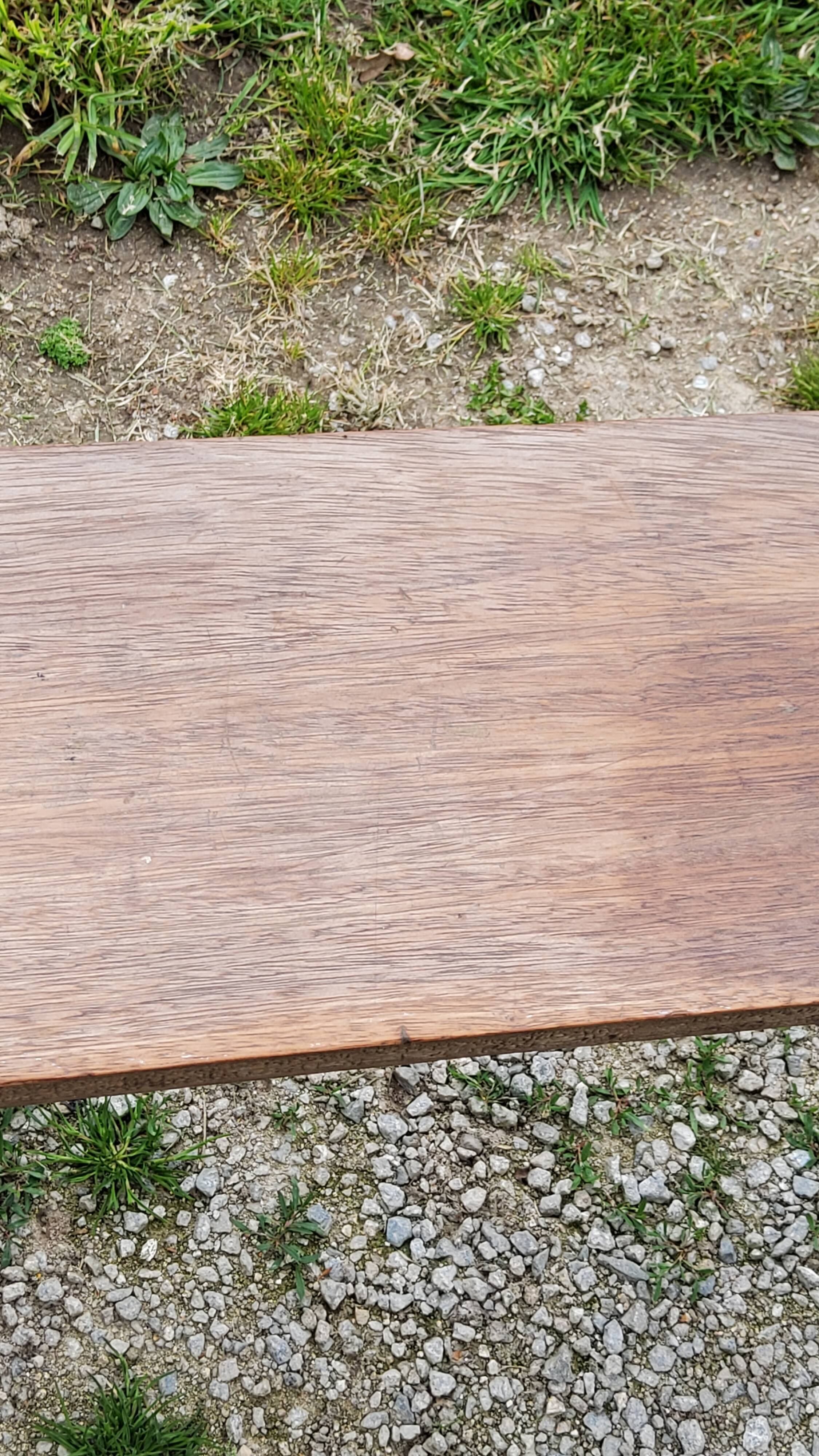 Brutalist antique bench in solid mahogany and solid oak