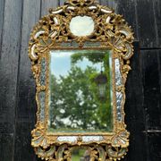 Louis XV style mirror with parecloses in gilded wood, early 19th century, Empire A