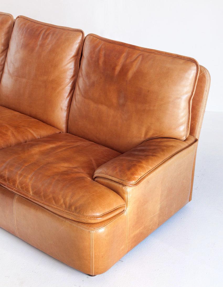 Vintage leather sofa. Belgium, 1970s