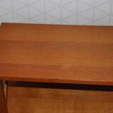 2 oak veneered cross-braced bedside tables