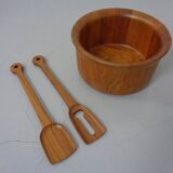 Mid-Century Teak Salad Bowl and Spoons by Richard Nissen for Nissen, 1960s, Set of 3