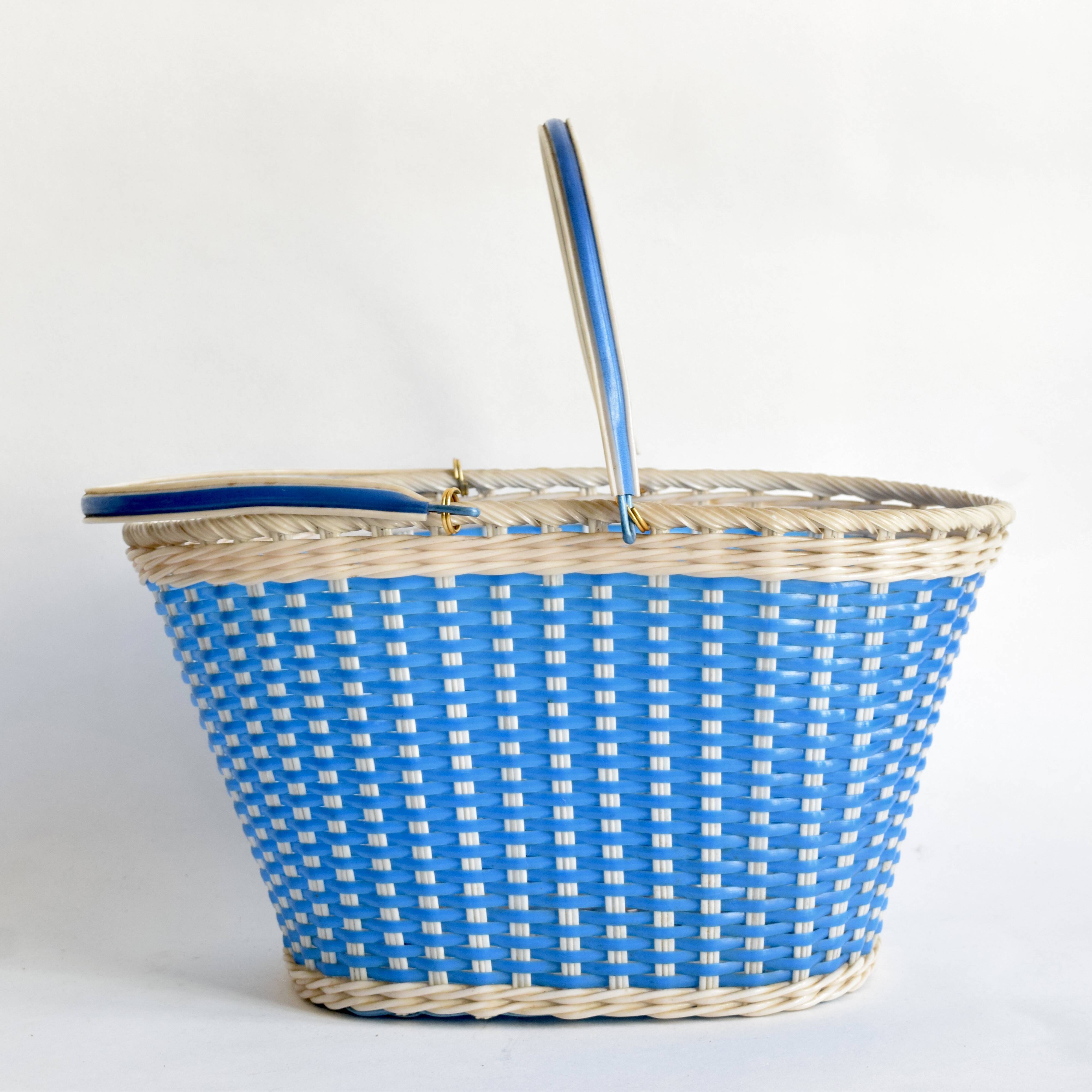 Vintage woven plastic shopping basket