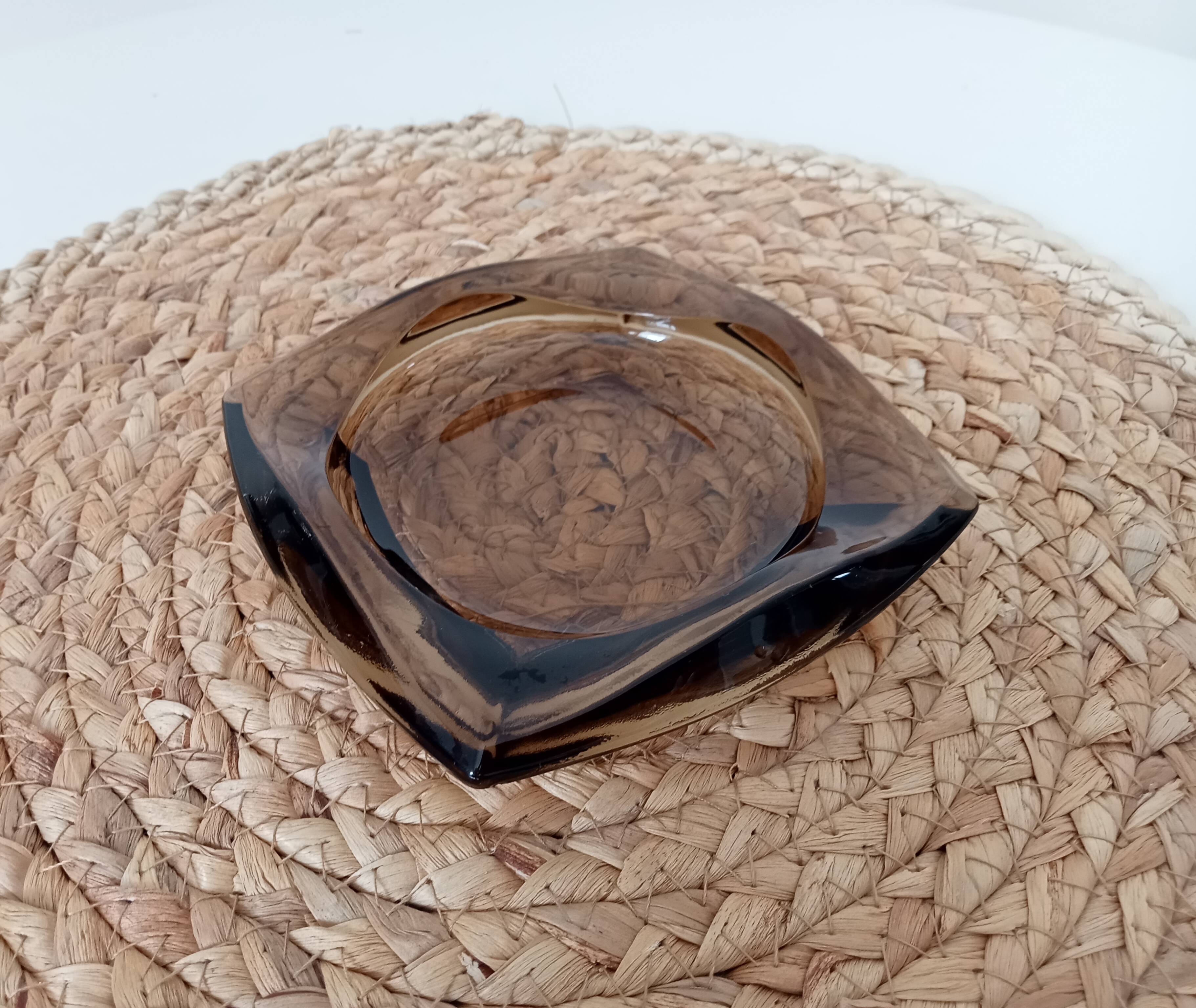 Vintage Luminarc smoked glass ashtray from the 60s