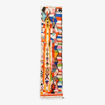 Tapis berbère marocain Boujaad couloir à motifs graphiques multicolores 340x73cm