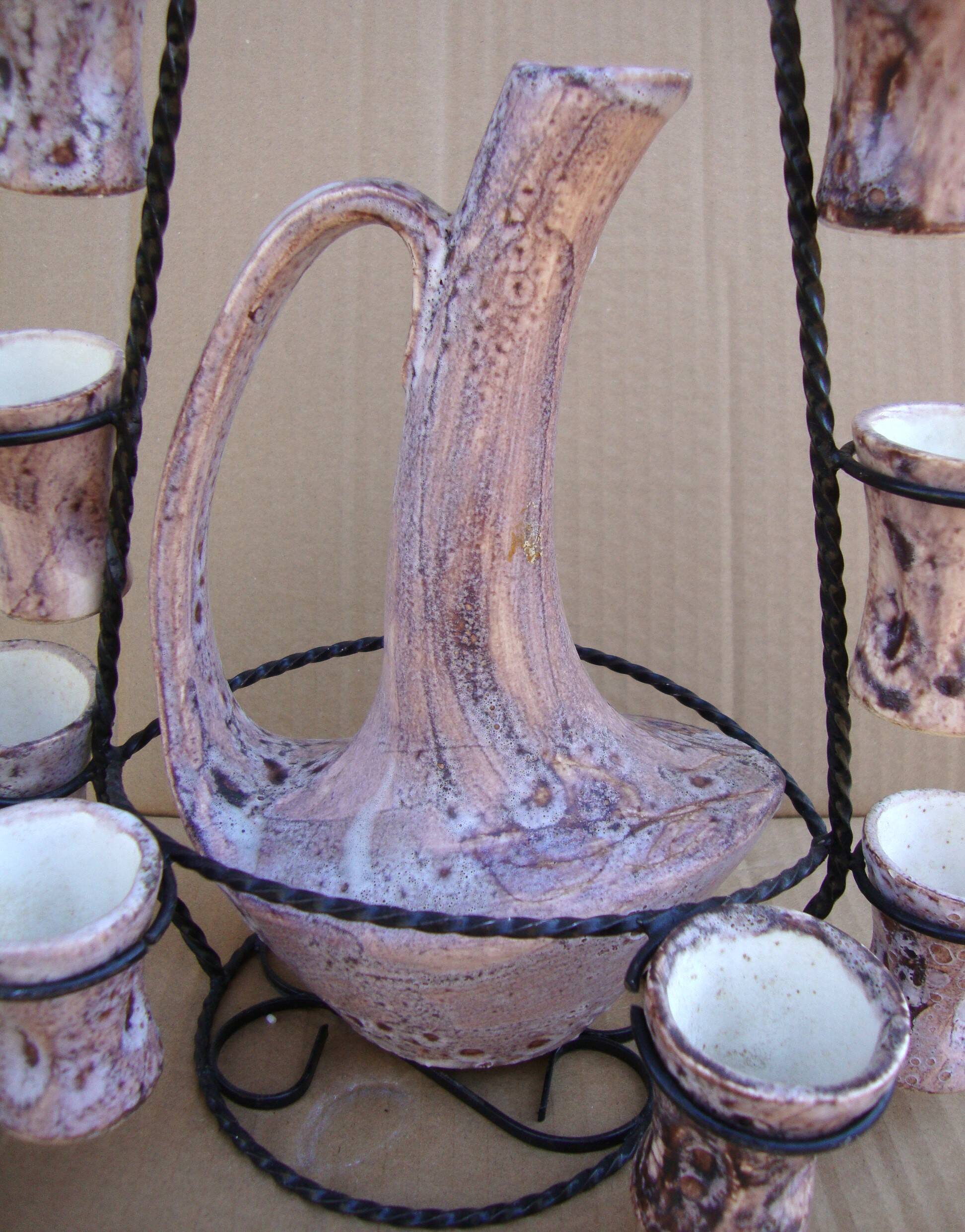 Bonaudi liqueur service (Francis and Josette) Vallauris signed.