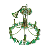 Chandelier in gilded metal and glass from