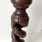 50s turned wooden pedestal ashtray, vintage rustic ashtray