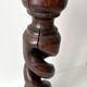 50s turned wooden pedestal ashtray, vintage rustic ashtray