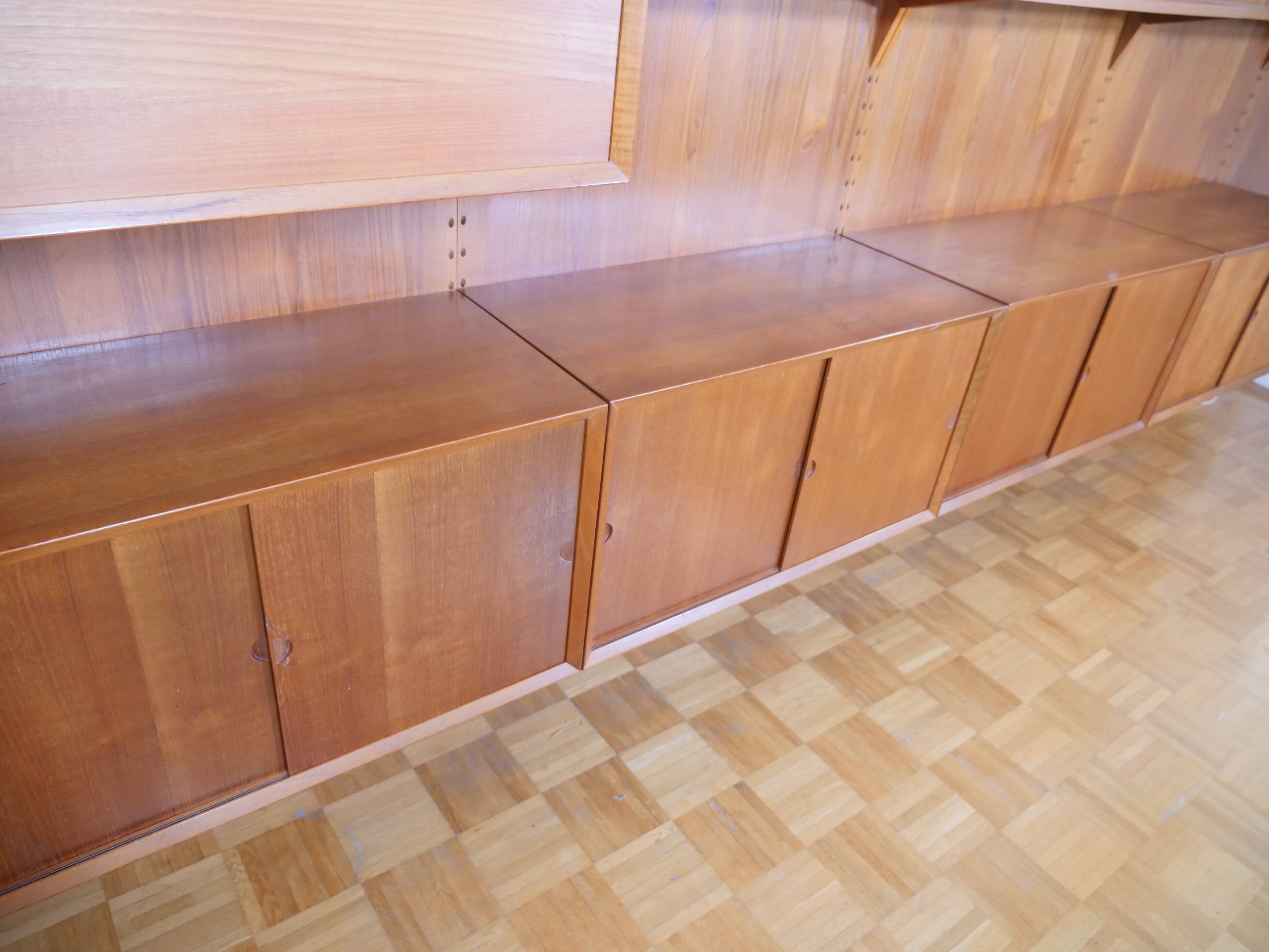 Modular teak shelving system by Poul Cadovius for Cado, 23 Set, 1960s