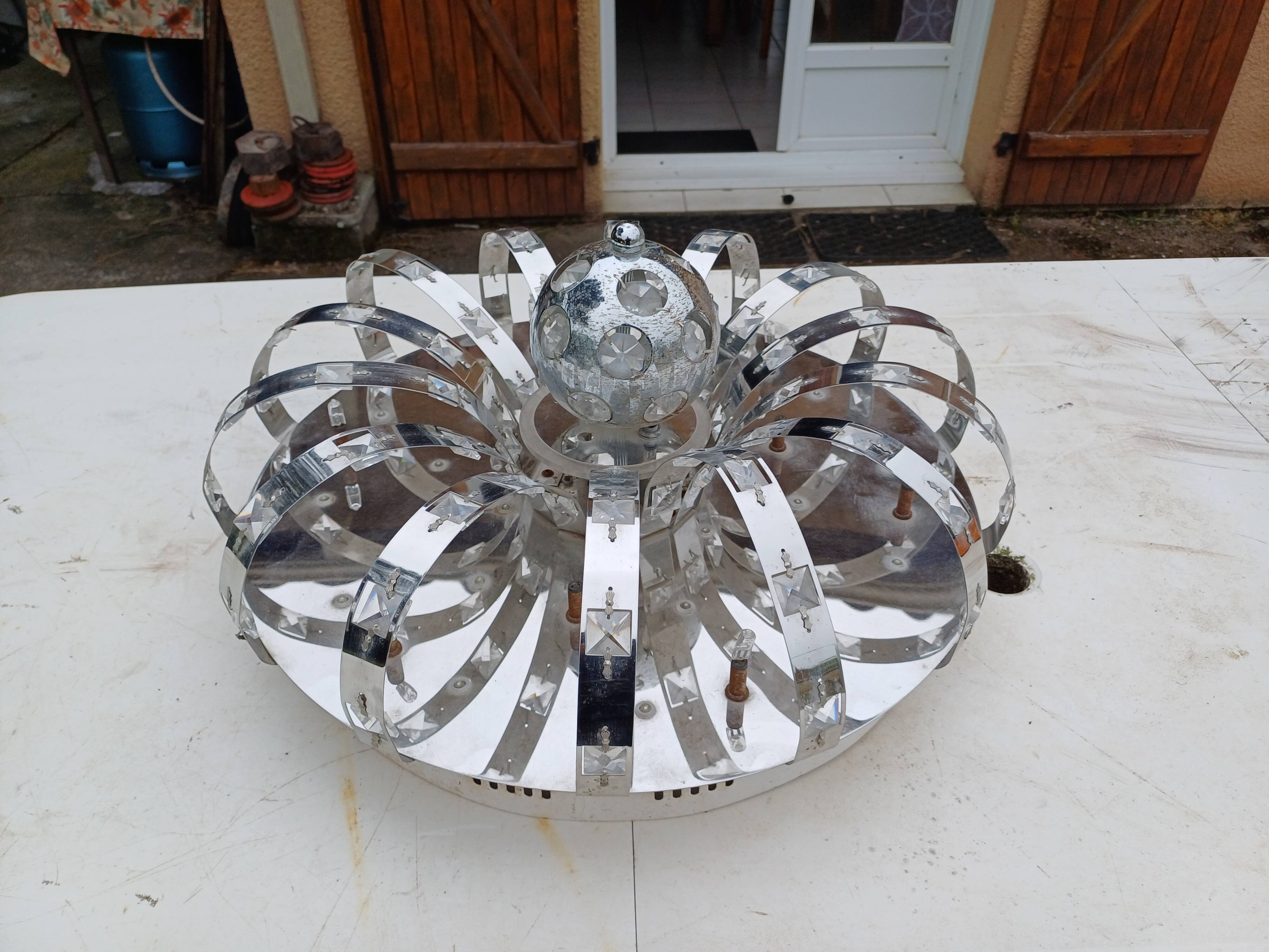 Suspension vintage aluminium + verre